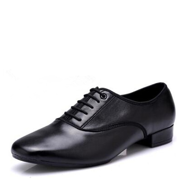  בגדי ריקוד גברים נעליים מודרניות נעלי אופי בָּחוּץ עקבים עקב נמוך שרוכים שחור