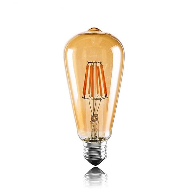  1pc 6 W LED Filament Bulbs 560 lm E26 / E27 ST64 6 LED Beads COB Decorative Warm White 220-240 V / RoHS