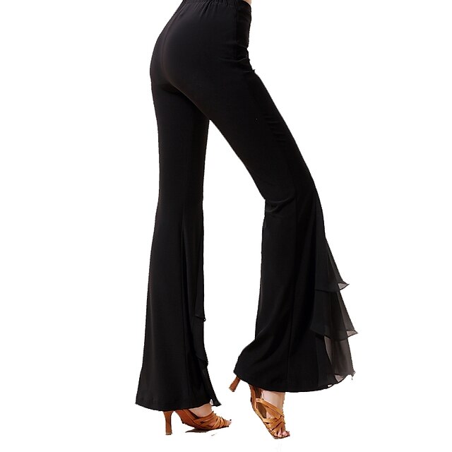  Danse de Salon Bas Femme Utilisation Soie Glacée Volants Taille haute Pantalon