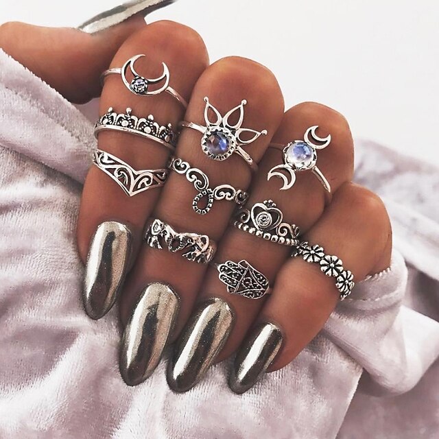  Knuckle Ring Silver Metal Alloy Ladies Vintage One Size / Women's / Hamsa Hand