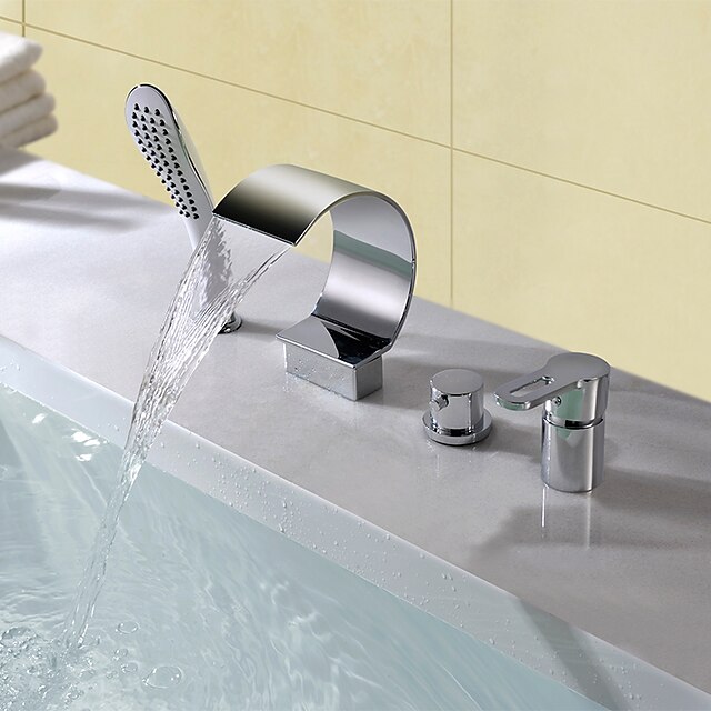  Badkraan - Hedendaagse Chroom Romeins bad Keramische ventiel Bath Shower Mixer Taps / Messing
