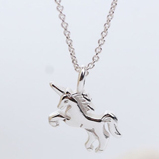  Women's Pendant Necklace Horse Unicorn Ladies Sweet Elegant Sterling Silver Silver Necklace Jewelry For Daily Casual