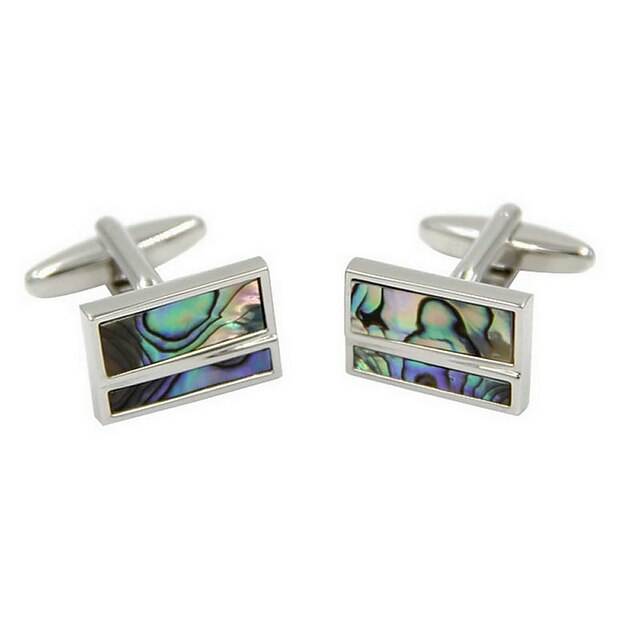  Rectangle Silver Cufflinks Fashion Men's Costume Jewelry For Gift / Work