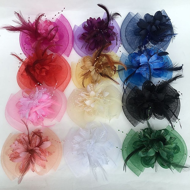  Feather / Net Fascinators Kentucky Derby Hat / Flowers with 1 Piece Wedding / Party / Evening / Horse Race Headpiece
