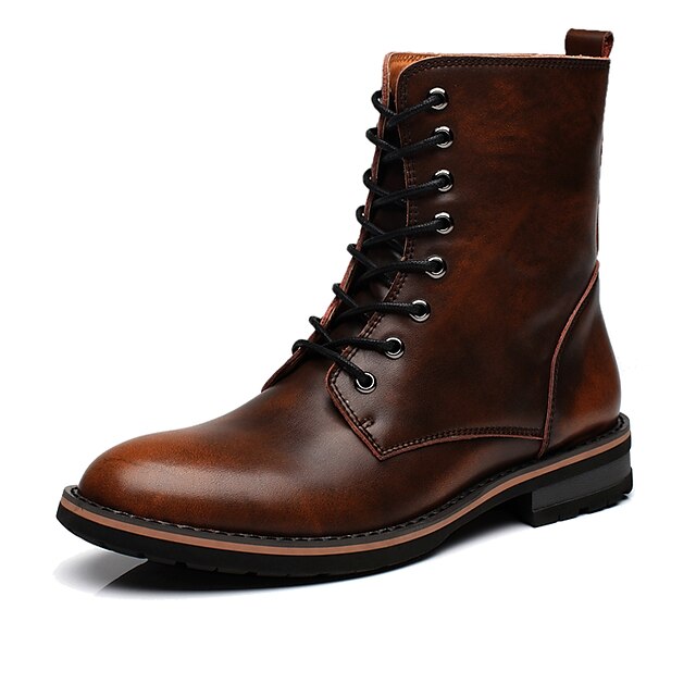  Heren Schoenen Leer Herfst / Winter Modieuze laarzen Laarzen Grijs / Donker Bruin / Bordeaux / Leren schoenen