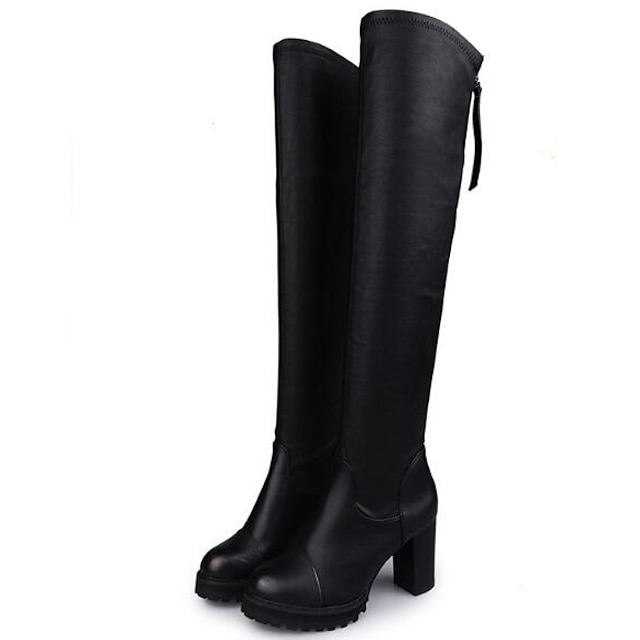  Women's Boots Winter Slouch Boots Leather Black