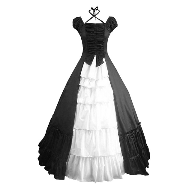  Rococo Victorian 18th Century Vacation Dress Dress Party Costume Masquerade Women's Cotton Costume Black Vintage Cosplay Party Prom Short Sleeve Floor Length Plus Size Customized