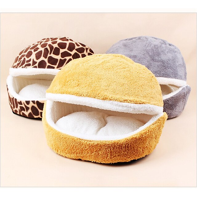  Cat Bed Solid Colored Plush Fabric for Large Medium Small Dogs and Cats