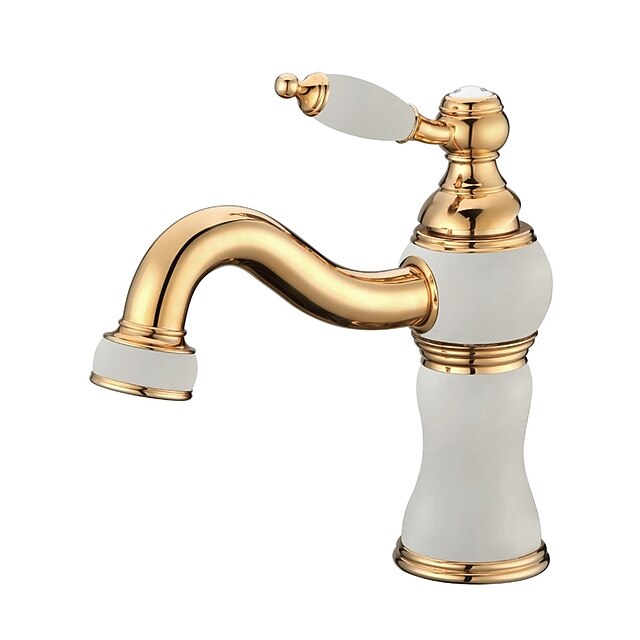  Luxury Classic Style Centerset High Quality Ceramic Valve Single Handle One Hole Ti-PVD, Bathroom Sink Faucet