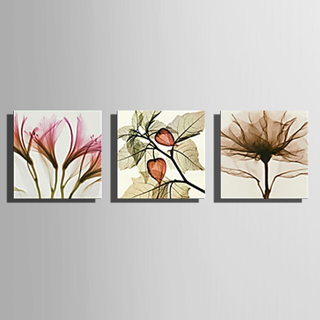  Painettu Valssatut kangasjulisteet - Kukkakuviot Moderni 3 paneeli Art Prints