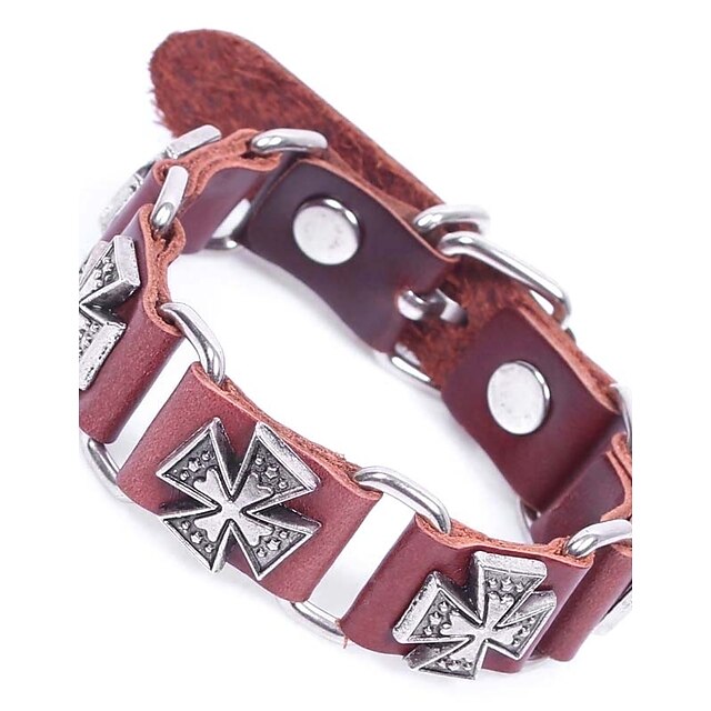  Herrn Ketten- & Glieder-Armbänder Lederarmbänder Gliederarmband überdimensional Leder Armband Schmuck Schwarz / Kaffee Für Strasse