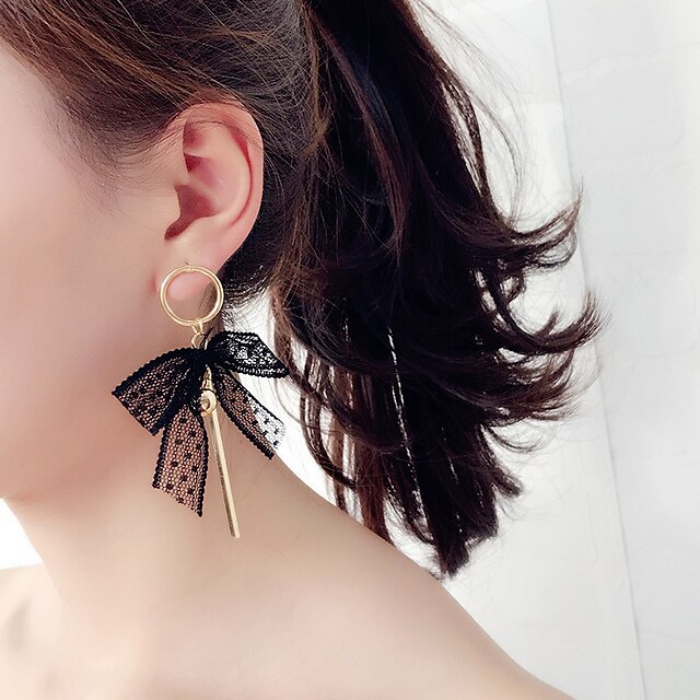  Women's Long Drop Earrings - Bowknot Korean, Fashion White / Black For Party / Daily