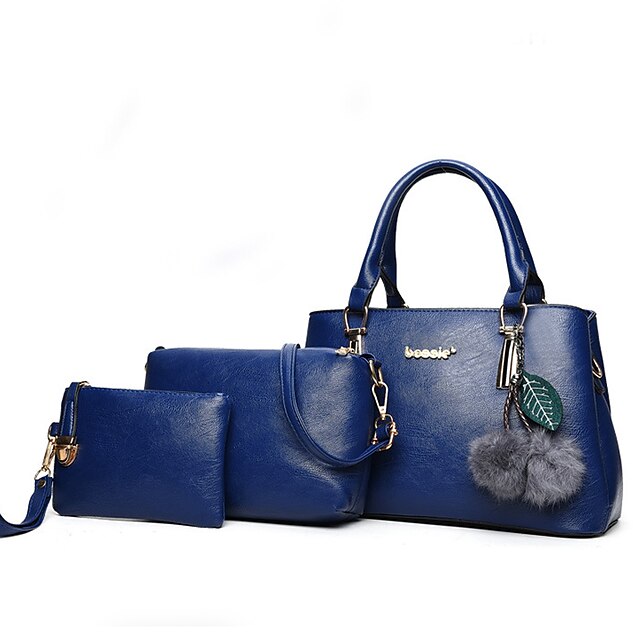  Mulheres Bolsas PU Conjuntos de saco 3 Pcs Purse Set Ziper para Compras Preto / Azul / Vermelho / Rosa / Cinzento / Conjuntos de sacolas