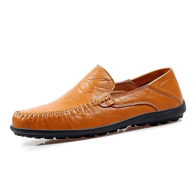  Hombre Zapatos de conducción Cuero Primavera / Otoño Zapatos de taco bajo y Slip-On Negro / Marrón / Amarillo
