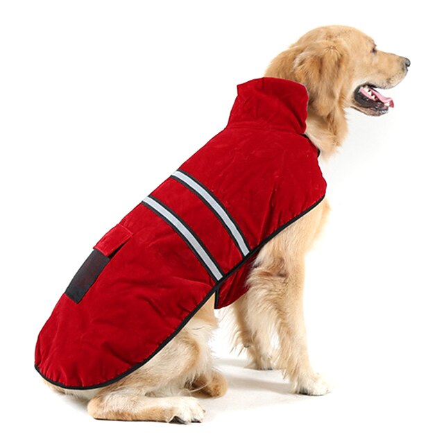  Psy Płaszcz Opaska odblaskowa Solidne kolory Zatrzymujący ciepło Na zewnątrz Zima Ubrania dla psów Ubrania dla szczeniąt Stroje dla psów Zatrzymujący ciepło Czerwony Jadeit Pomarańczowy Kostium dla