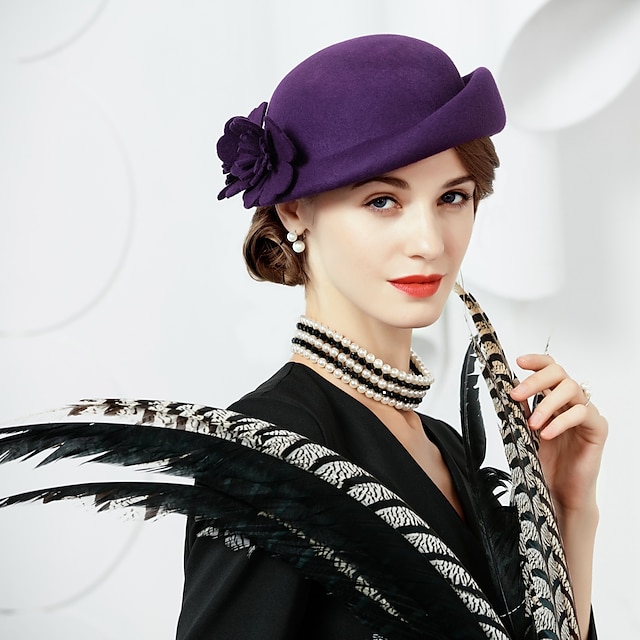  Vintage Style Elegant Wool Hats / Headwear / Headpiece with Floral 1 Piece Wedding / Party / Evening / Tea Party Headpiece