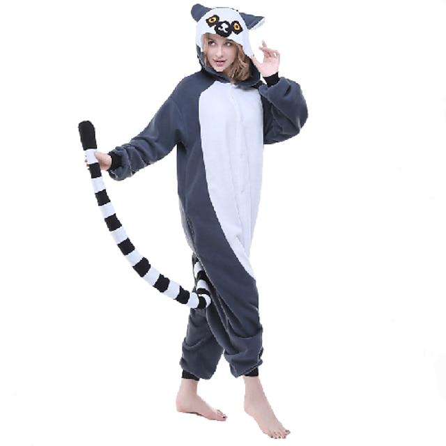 Toys & Hobbies Cosplay & Costumes | Adults Kigurumi Pajamas Lemur Animal Onesie Pajamas Polar Fleece Ink Blue Cosplay For Men an