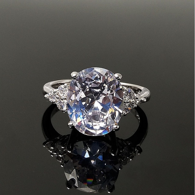  Women's Band Ring Cubic Zirconia Silver Sterling Silver Cubic Zirconia Elegant Vintage Wedding Ceremony Jewelry / Engagement