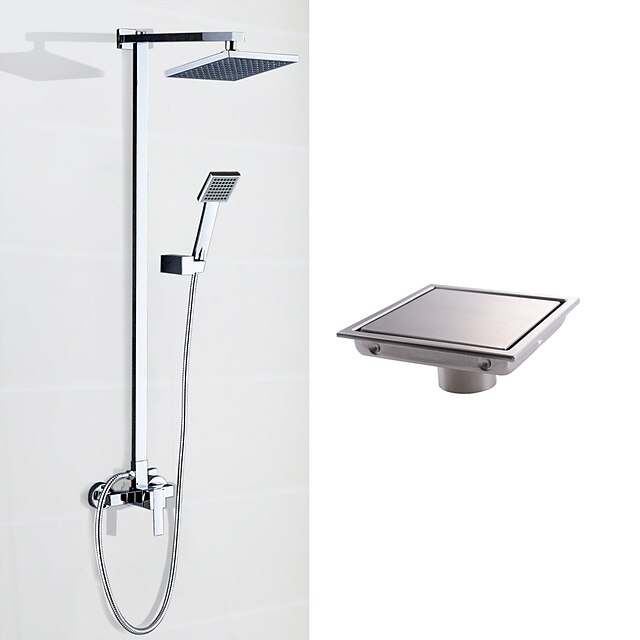  Faucet Set - Rain Shower / Handshower Included Chrome Shower System Two Holes