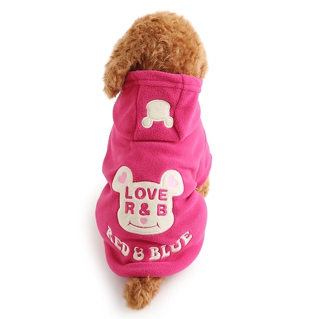  Собака Толстовки Мультипликация Сохраняет тепло Зима Одежда для собак Черный Розовый Костюм Флис XS S M L