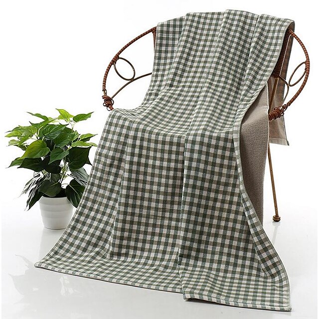  Fresh Style Bath Towel, Plaid / Checkered Superior Quality Pure Cotton Towel
