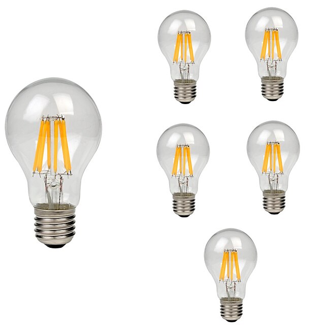  6pcs 8 W LED Glühlampen 760 lm E26 / E27 A60(A19) 8 LED-Perlen COB Dekorativ Warmes Weiß Kühles Weiß 220-240 V / RoHs
