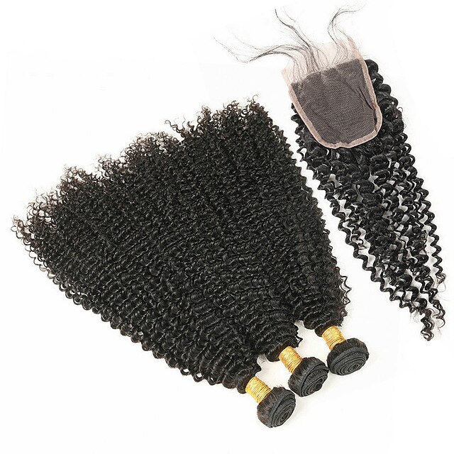  4 paket Brasilianskt hår Stora vågor Remy-hår Human Hår vävar Hårförlängning av äkta hår Människohår förlängningar / Korta