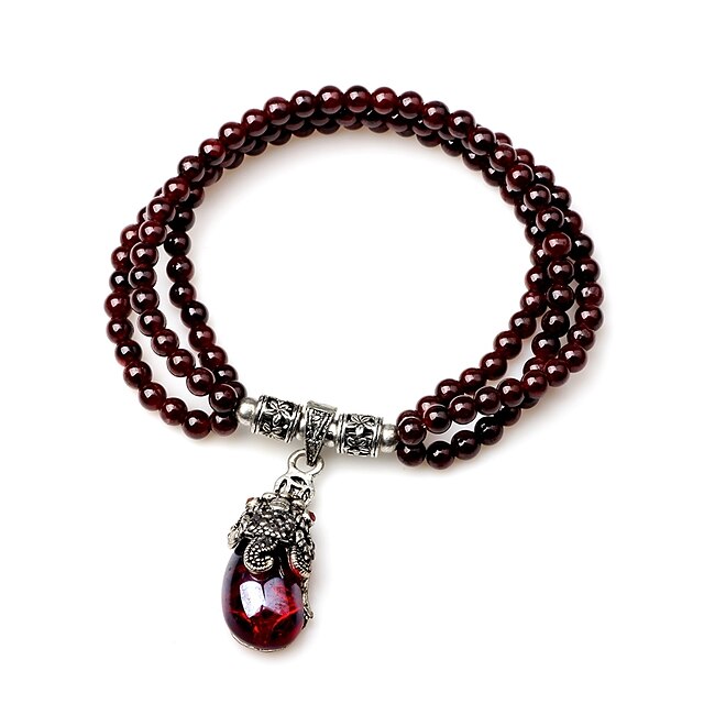  Women's Crystal Strand Bracelet / Wrap Bracelet - Gemstone Vintage, Ethnic Bracelet Dark Red For Evening Party / Date