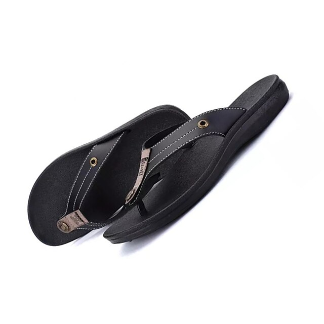  Homens Sandálias Sapatos Confortáveis Slides e chinelos Casual Couro Ecológico Preto Primavera Verão