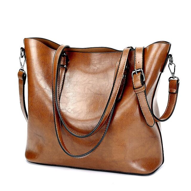  Women's Bags PU Leather Shoulder Messenger Bag Zipper Leather Bag Daily Wine Black Brown Coffee