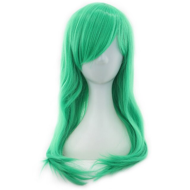  Szintetikus parókák Göndör Természetes hullám Természetes hullám Aszimmetrikus frizura Bretonnal Paróka Közepes Hosszú Zöld Szintetikus haj Női Természetes hajszálvonal Zöld