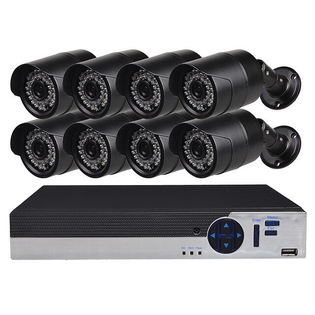  Sistema de segurança 8ch com as câmeras à prova de intempéries do dvr 81.0mp do 8ch 1080n ahd com visão nocturna