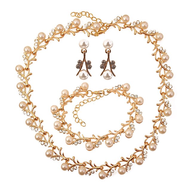  Pentru femei Set bijuterii Imitație de Perle Leaf Shape femei, Modă, Elegant Include Auriu Pentru Nuntă Petrecere / Σκουλαρίκια