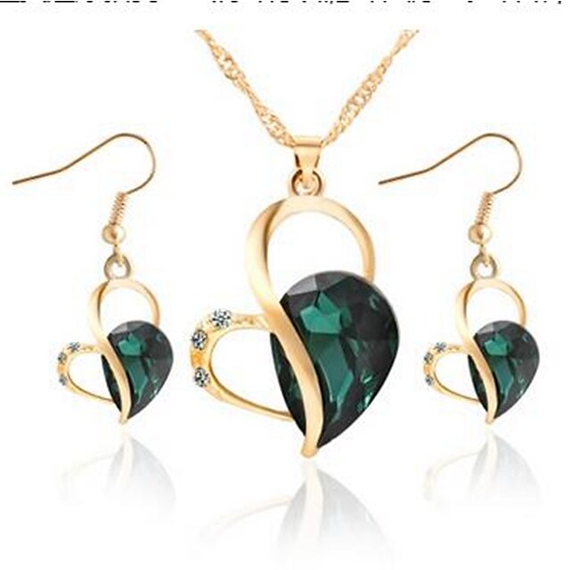  Γυναικεία Κρυστάλλινο Κρεμαστά Σκουλαρίκια Κρεμαστό Καρδιά Μοντέρνα Κλασσικό Προσομειωμένο διαμάντι Σκουλαρίκια Κοσμήματα Μπλε / Πράσινο Για Καθημερινά