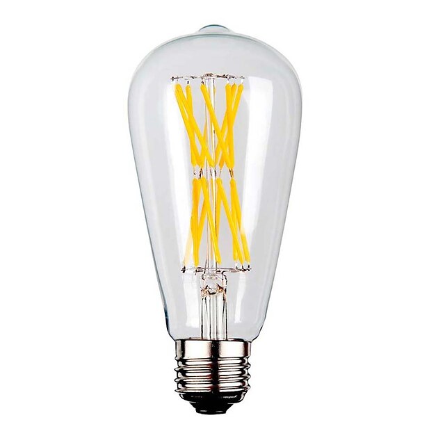  KWB 1pç 9 W Lâmpadas de Filamento de LED 1100 lm E26 / E27 ST64 12 Contas LED COB Branco Quente 220-240 V / 1 pç / RoHs