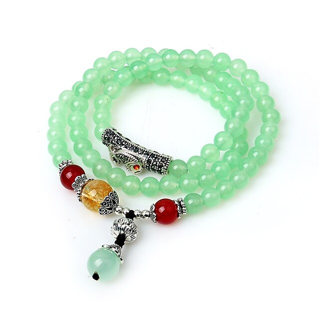  Mujer Esmeralda sintética Brazalete de Cuentas Pulseras del abrigo damas Asiático Clásico Ágata Pulsera pulsera Verde Para Cumpleaños Escuela