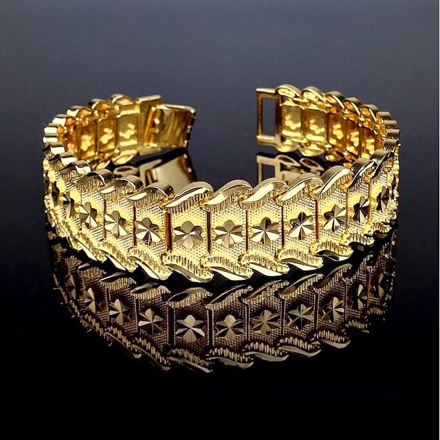  Men's Cuff Bracelet Bracelet Vintage Dubai Italian Copper Bracelet Jewelry Gold For Gift Casual / Gold Plated