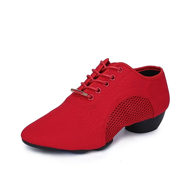  Women's Modern Shoes Sneaker Split Sole Low Heel Oxford Tulle Black / Red