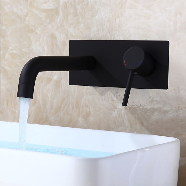  Μπάνιο βρύση νεροχύτη - FaucetSet / Βάση Τοίχου Μαύρο Επιτοίχιες Ενιαία Χειριστείτε δύο τρύπεςBath Taps