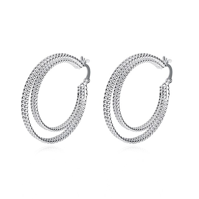  Women's Drop Earrings Hoop Earrings Ladies Vintage Sweet Fashion Silver Plated Earrings Jewelry Silver For Daily Evening Party