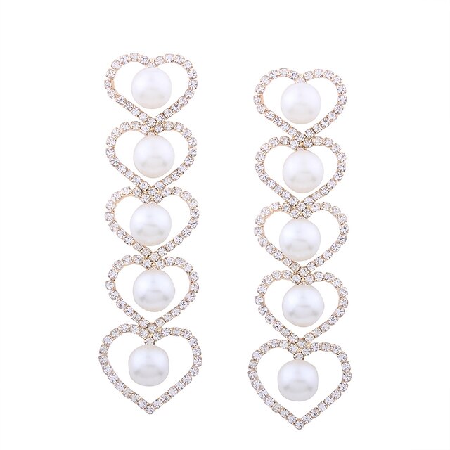  Women's Drop Earrings Heart Ladies Classic Fashion Imitation Pearl Earrings Jewelry Gold For Ceremony Evening Party