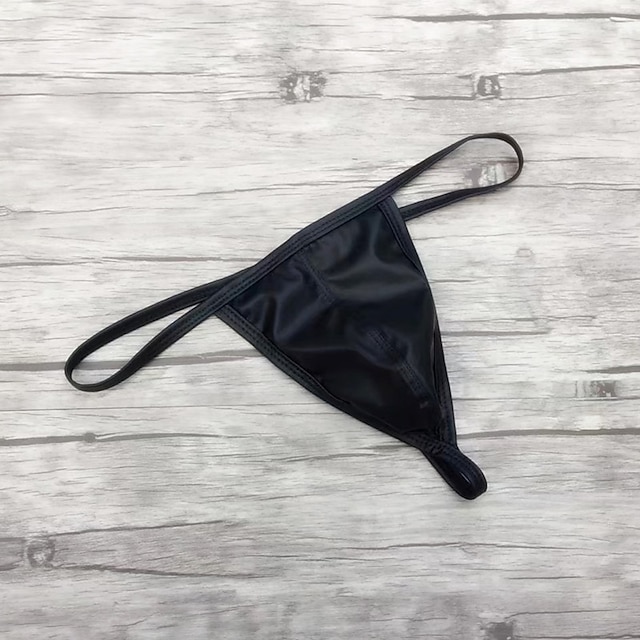  enfärgade g-string underkläder för män sexiga stringtrosor i konstläder för män svarta s
