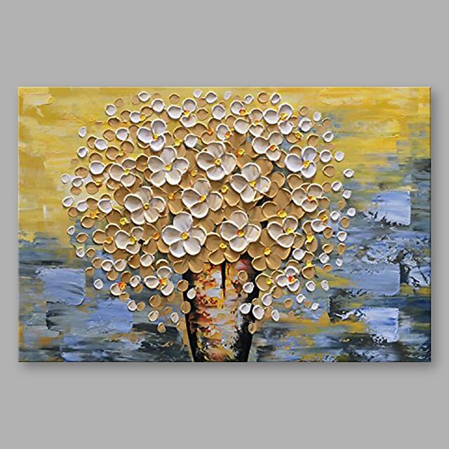  Hang-Malowane obraz olejny Ręcznie malowane - Kwiatowy / Roślinny Nowoczesny Naciągnięte płótka / Rozciągnięte płótno