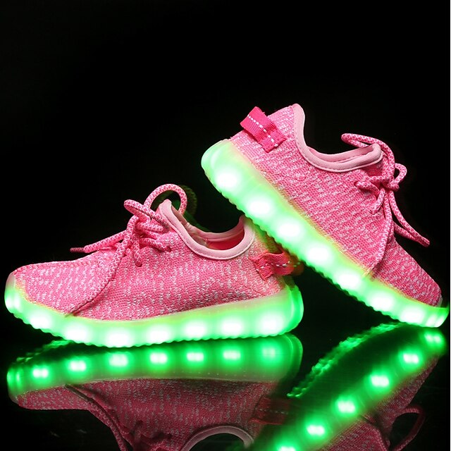  Para Meninas Sapatos Tricô Primavera / Outono Tênis com LED Tênis LED para Cinzento / Azul / Rosa claro