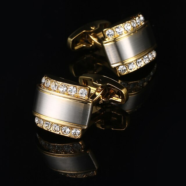  Botões de Punho Metálico Fashion Liga Broche Jóias Dourado Para Casamento Presente