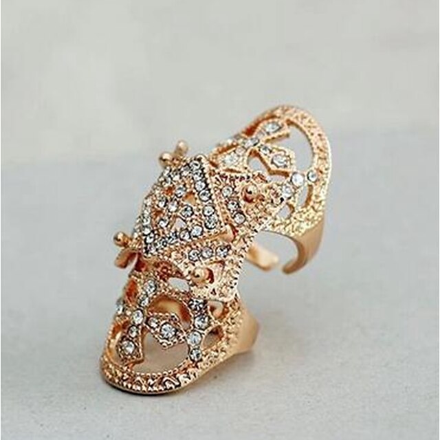  cuff Anel Dourado Prata Imitações de Diamante Liga Importante Fashion Armadura Ajustável / Mulheres