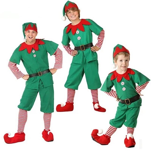  Elf Spodnie / Świąteczna sukienka Męskie Święta Festiwal/Święto Kostiumy na Halloween Zielony Kolorowy blok