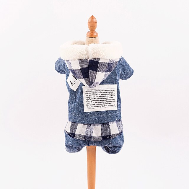  Dog Jumpsuit Puppy Clothes Plaid / Check Casual / Daily Winter Dog Clothes Puppy Clothes Dog Outfits Blue Costume for Girl and Boy Dog Cotton M L