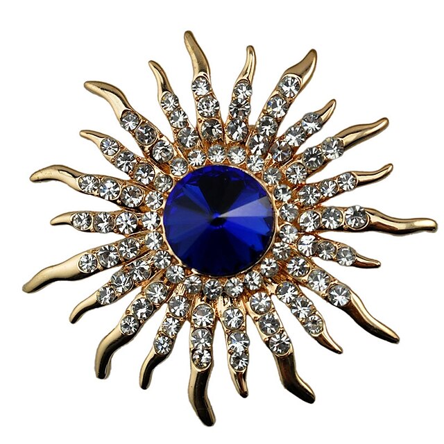  Women's Sapphire Crystal Brooches Statement Ladies Classic Crystal Imitation Diamond Brooch Jewelry Gold For Gift Daily