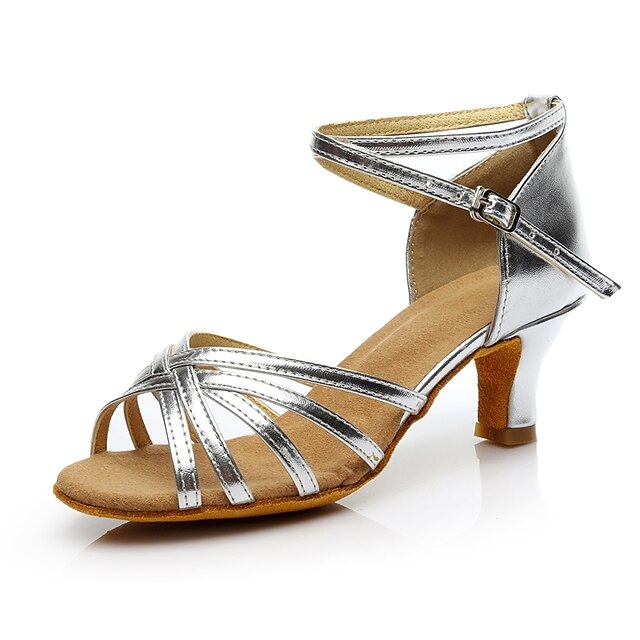  Women's Dance Shoes Latin Shoes Heel Customized Heel Customizable Silver / Indoor / Practice